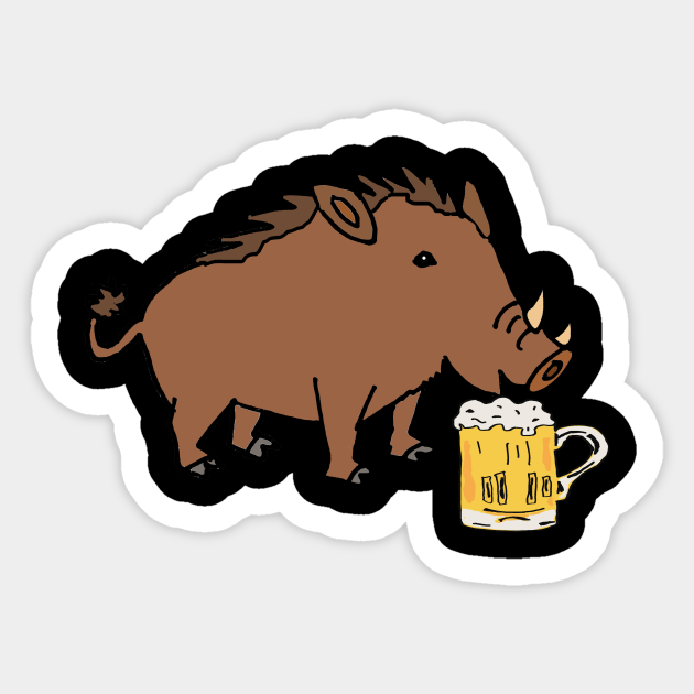 Funny Feral Hog Drinking Beer Feral Hogs Sticker TeePublic